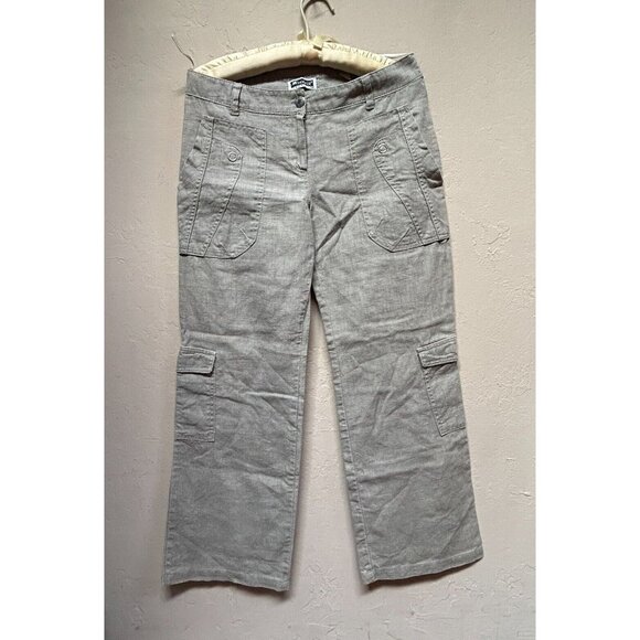 Merkür Tekstil Women's Linen Cargo Pants Size 38 Beige Straight Leg Mid-Rise - Picture 1 of 10